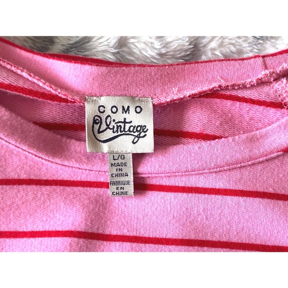 COMO Vintage Pink Red Stripe Love Graphic Sweatshirt Top Women's Size LG - Picture 4 of 9